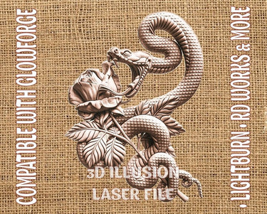 A ROSE AND A SNAKE 3d illusion & laser-ready file 3DWave.us